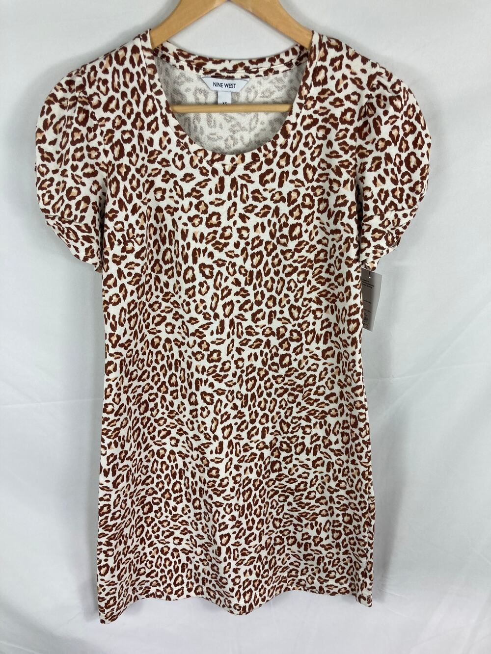 NWT Nine West Animal Print Short Sleeve Dress Size XS